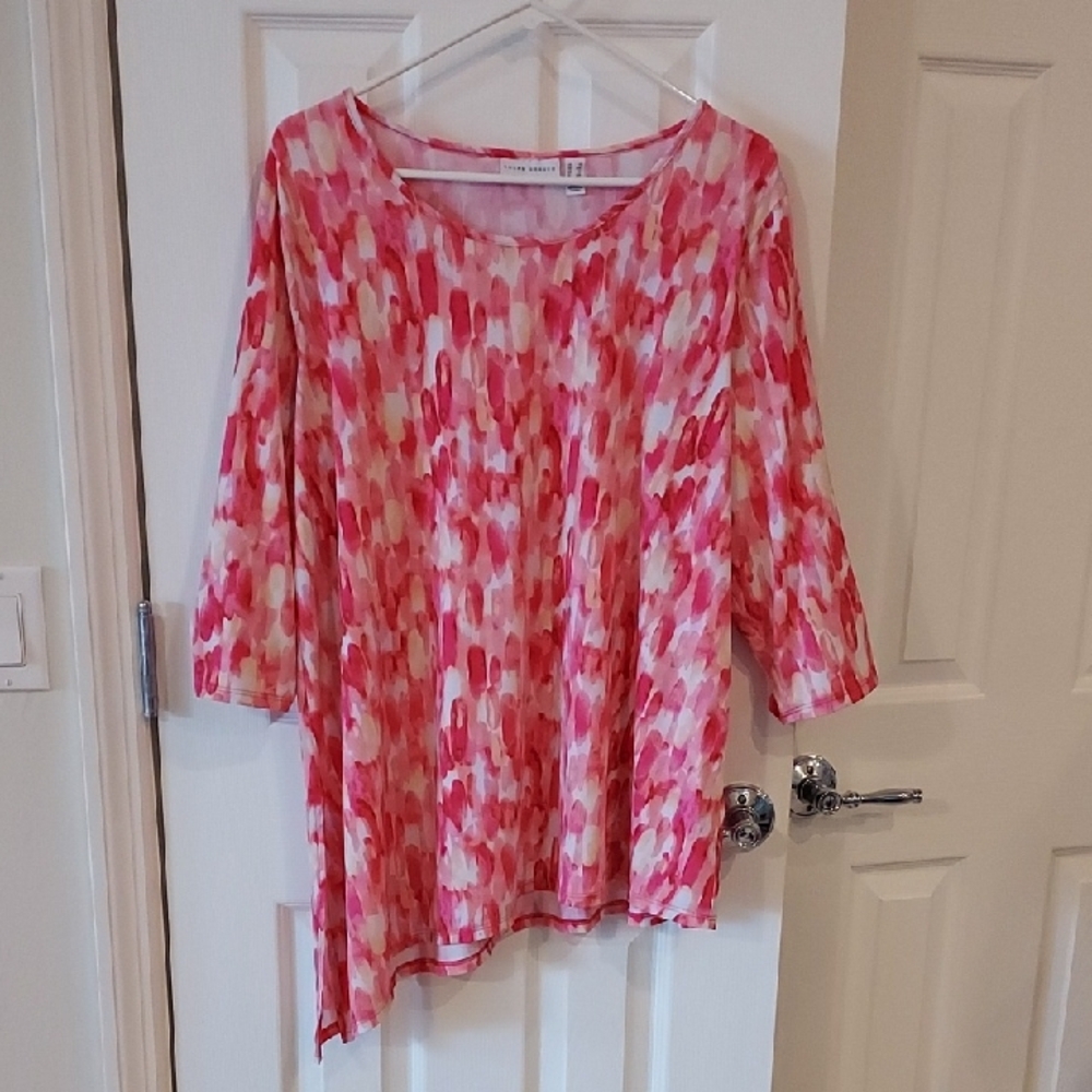 Susan Graver Red and White Brushstroke Tunic
